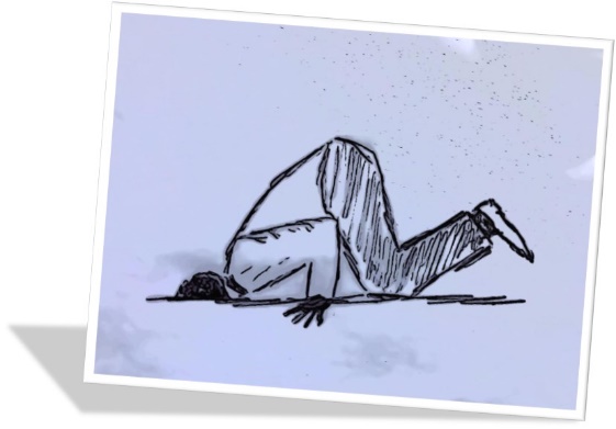 Sketch of a person with their head buried in the sand